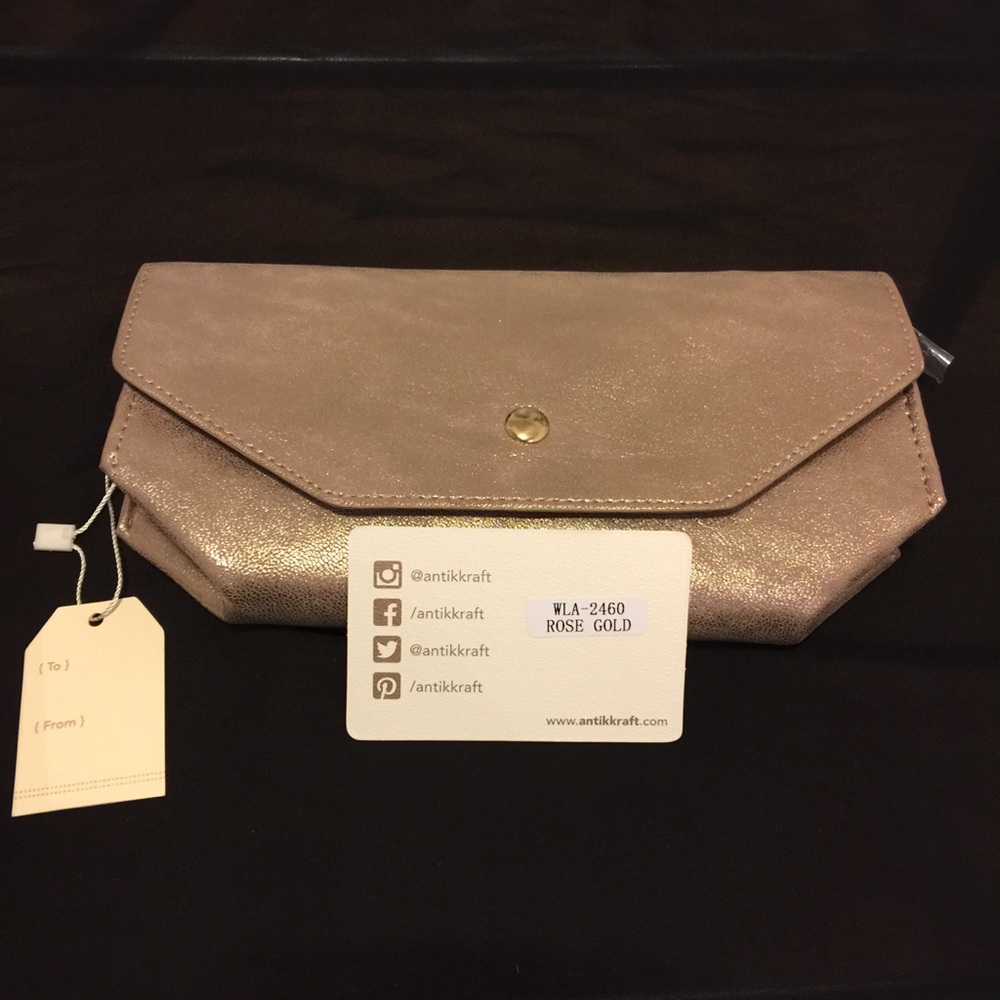 Antik Kraf Rose Gold Clutch New NWT